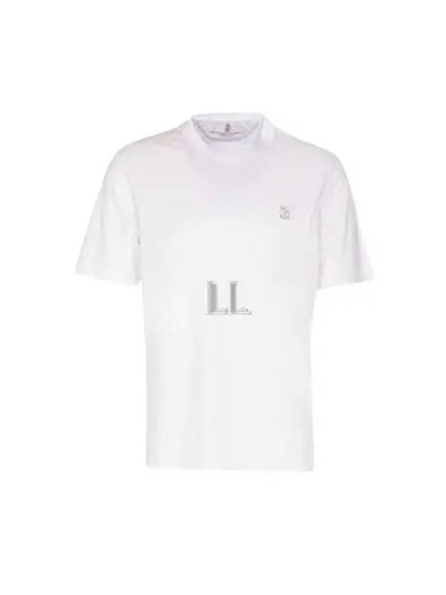 Embroidered Logo Short Sleeve T-Shirt White - BRUNELLO CUCINELLI - BALAAN 2