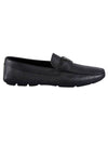 Triangle Logo Saffiano Driving Loafers Black - PRADA - BALAAN 1