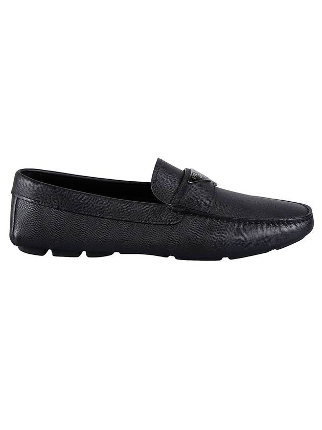 Triangle Logo Saffiano Driving Loafers Black - PRADA - BALAAN 1