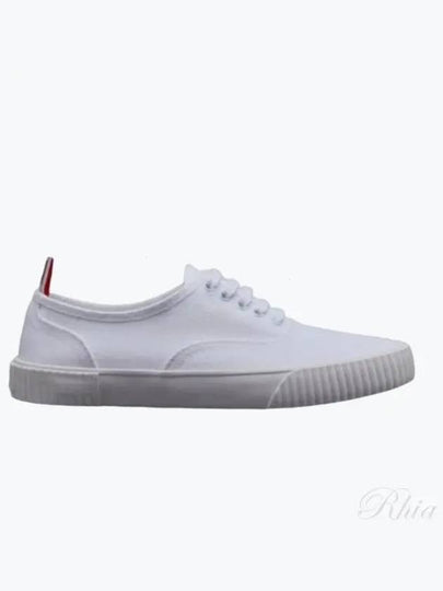 Women's Heritage Cotton Canvas Low Top Sneakers White - THOM BROWNE - BALAAN 2