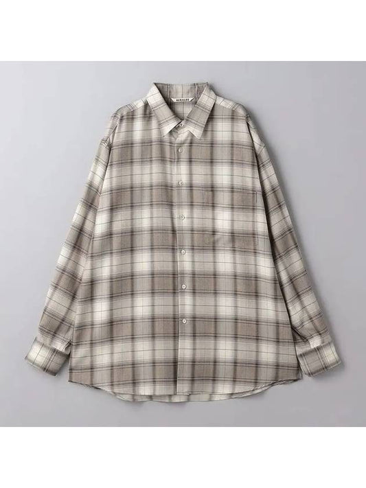 Super Light Wool Check Long Sleeve Shirt Light Brown - AURALEE - BALAAN 2