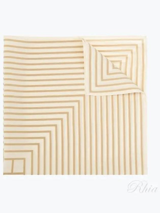 Signature Monogram Striped Silk Scarf Peanut Butter Light Sand - TOTEME - BALAAN 2