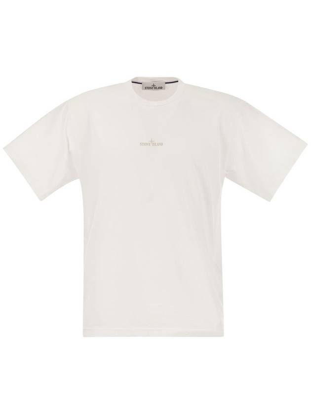 Logo Print Short Sleeve T-Shirt White - STONE ISLAND - BALAAN 2