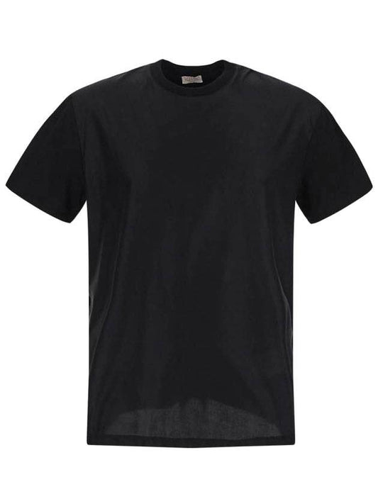 Men's Washed Taffeta Panel Detail Short Sleeve T-Shirt Black - VALENTINO - BALAAN 1