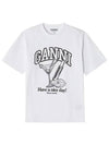 Women's Cocktail Print Relaxed Fit Short Sleeve T-Shirt White - GANNI - BALAAN 6