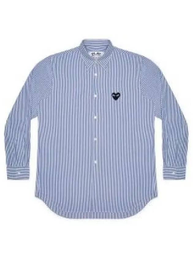 Black Heart Wappen Stripe Long Sleeve Shirt Blue - COMME DES GARCONS PLAY - BALAAN 2