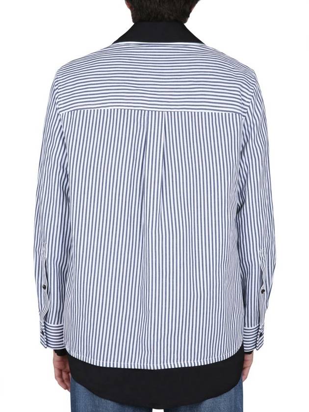 Cotton Linen Stripe Double Long Sleeve Shirt Blue - BOTTEGA VENETA - BALAAN 4