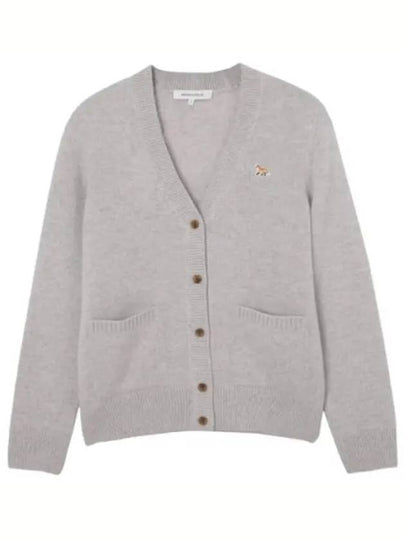 Baby Fox Patch Boxy Cardigan Light Grey Melange - MAISON KITSUNE - BALAAN 2