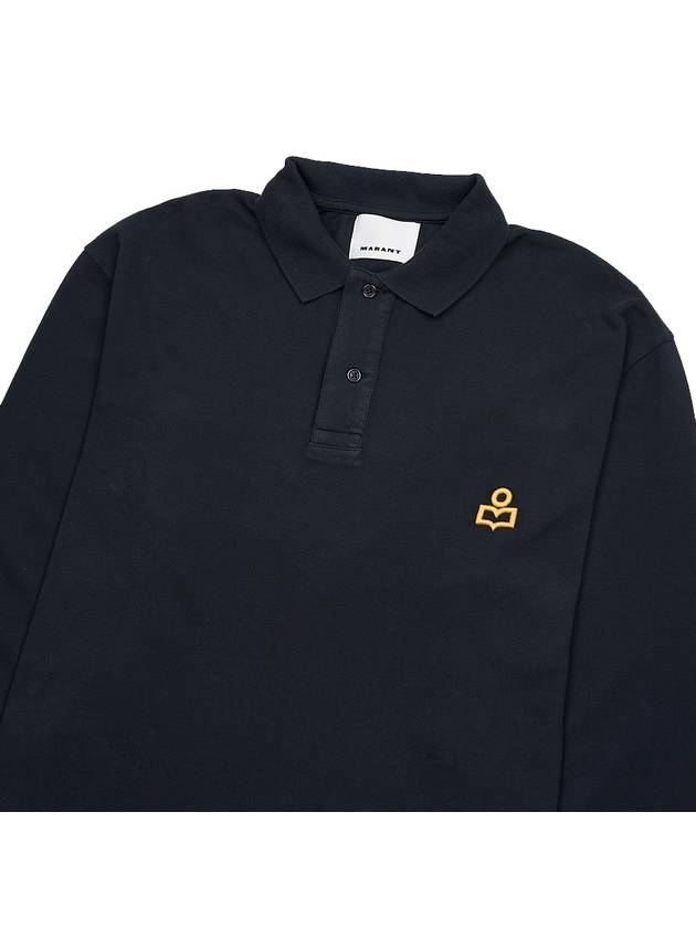 Anafikolo Embroidery Logo Long Sleeve Polo Shirt Black - ISABEL MARANT - BALAAN 4