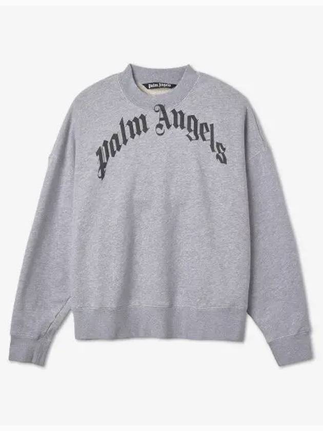 GD Curved Logo Crew Sweatshirt Grey - PALM ANGELS - BALAAN 2