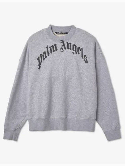 GD Curved Logo Crew Sweatshirt Grey - PALM ANGELS - BALAAN 2