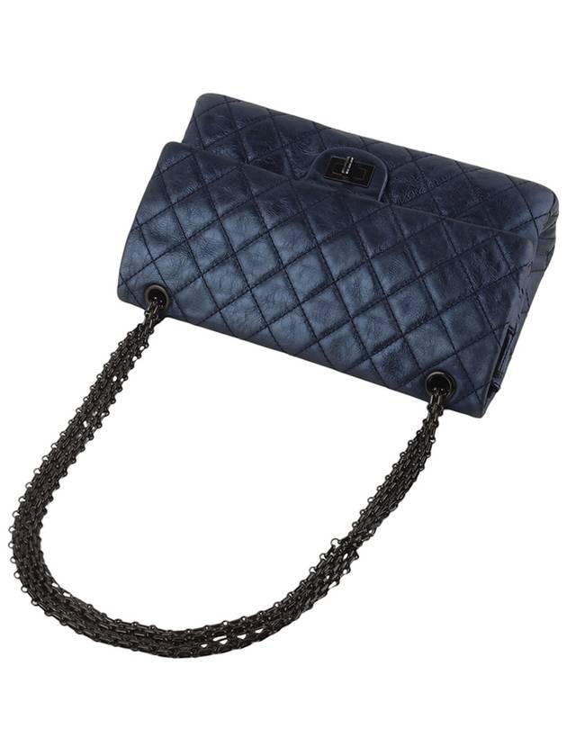 A37587 Vintage 2 55 Metallic Black Chain Flap Shoulder Bag Large 34260K - CHANEL - BALAAN 5