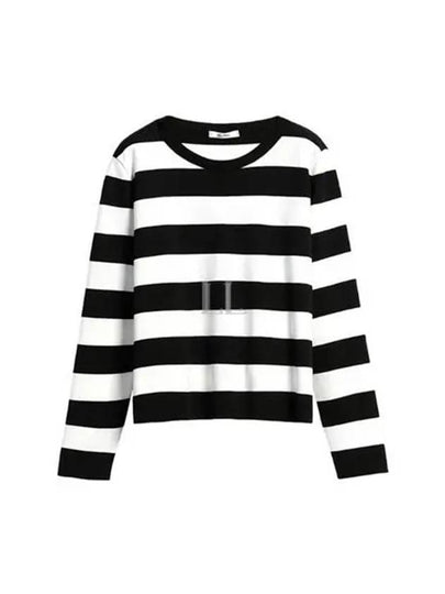 Edo Striped Wool Knit Top White Black - MAX MARA - BALAAN 2