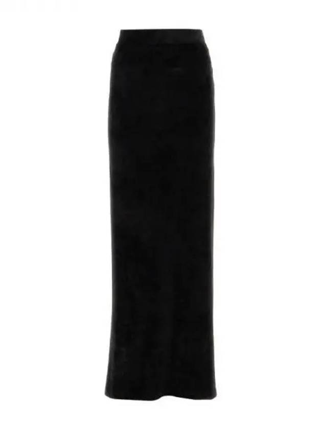 Velvet Effect High Waisted H-Line Skirt Black - BALENCIAGA - BALAAN 2