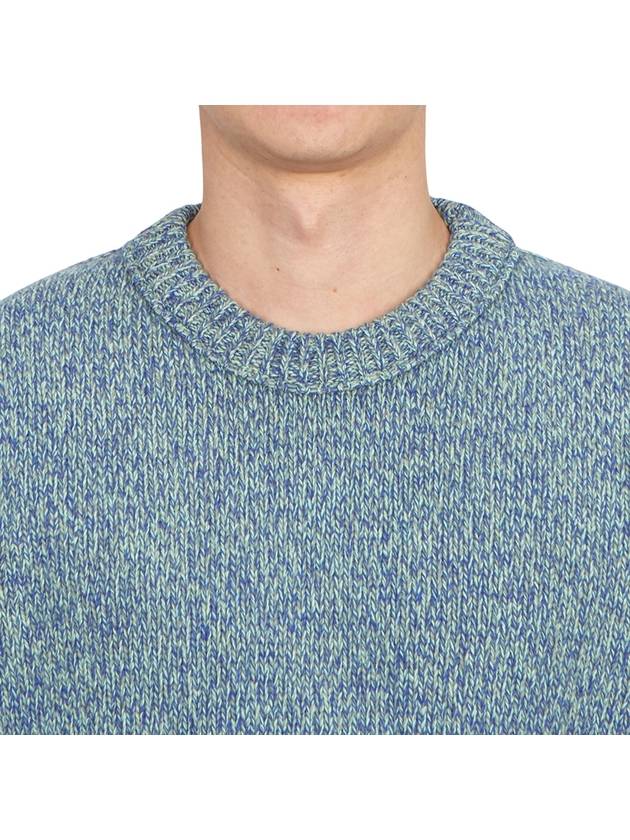 Loose Fit Crew Neck Wool Knit Top Blue - STONE ISLAND - BALAAN 7