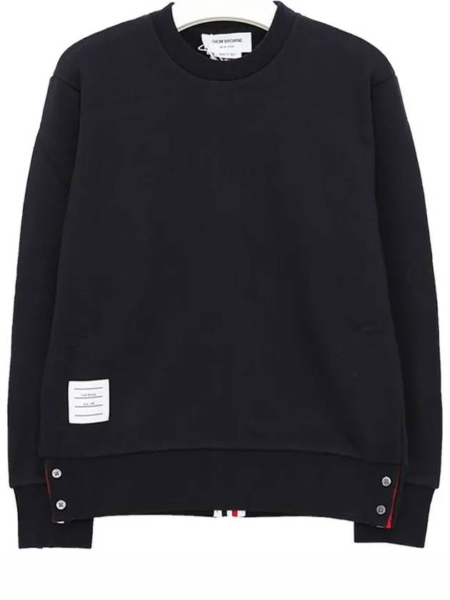 THOM BROWNE Classic Loopback With Center Back RWB Stripe Crewneck Sweatshirt Navy FJT070A 03377 415 - THOM BROWNE - BALAAN