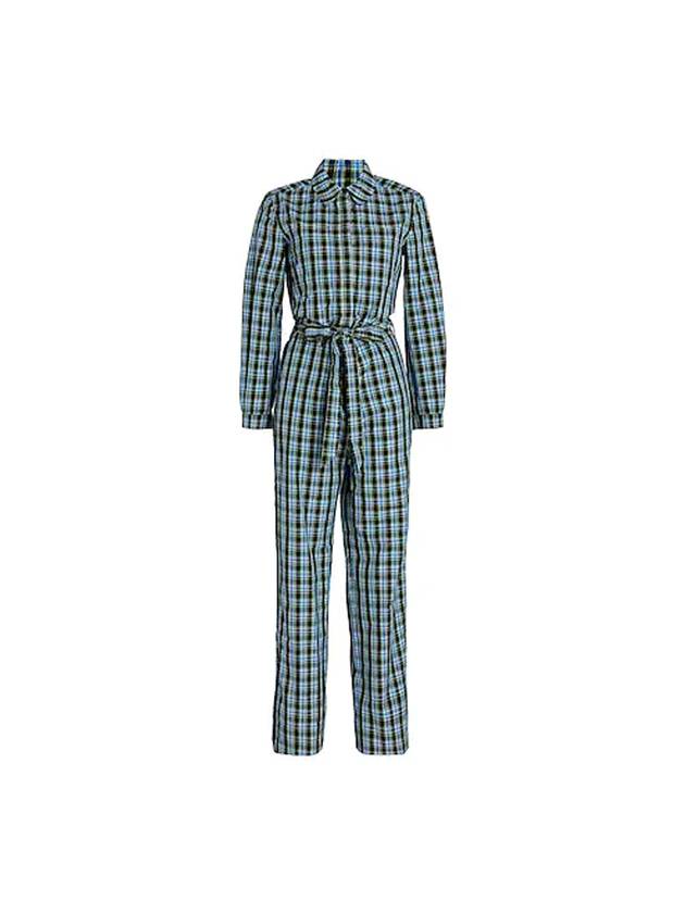 Women's Check Tie Jumpsuit Green - BURBERRY - BALAAN 1