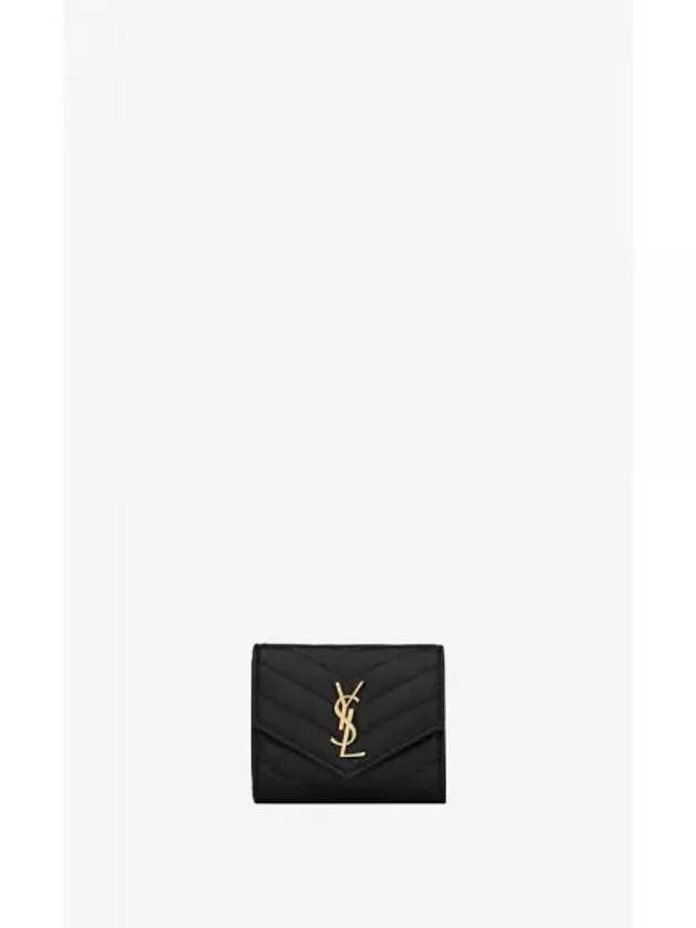 Monogram Cassandra Matelasse Half Wallet Black - SAINT LAURENT - BALAAN 2