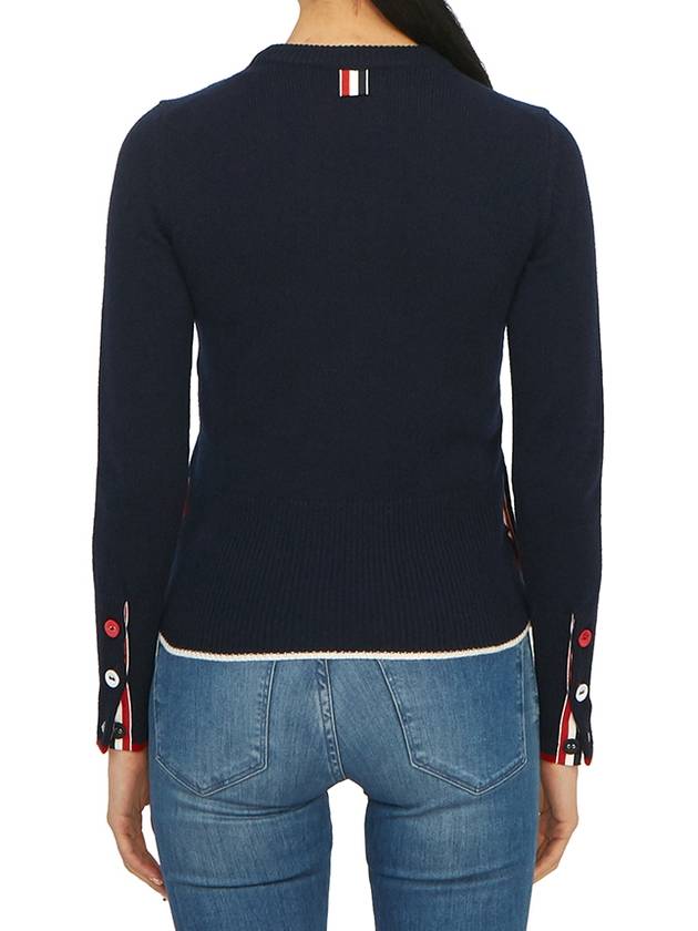 Hector Bow Virgin Wool Knit Top Navy - THOM BROWNE - BALAAN 4