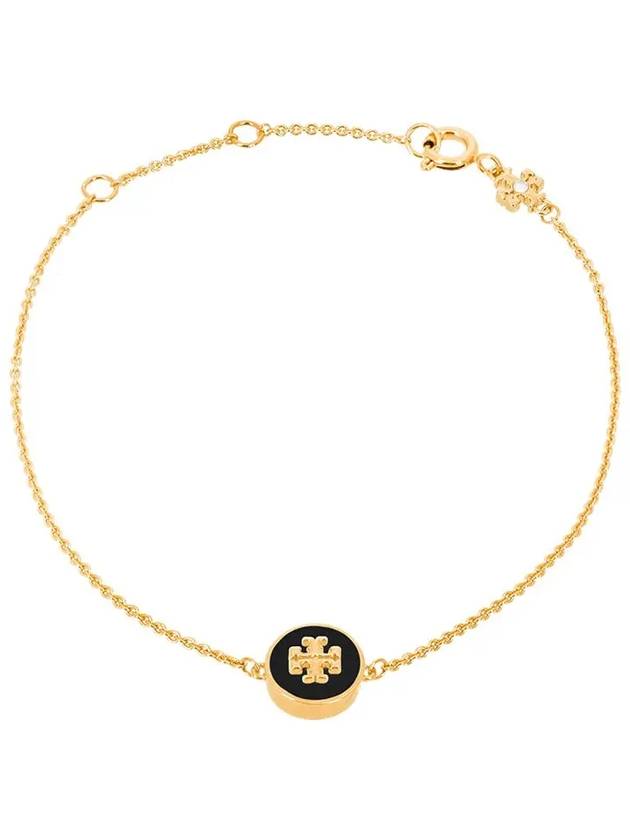 Kira Enamel Chain Bracelet Gold Black - TORY BURCH - BALAAN 5