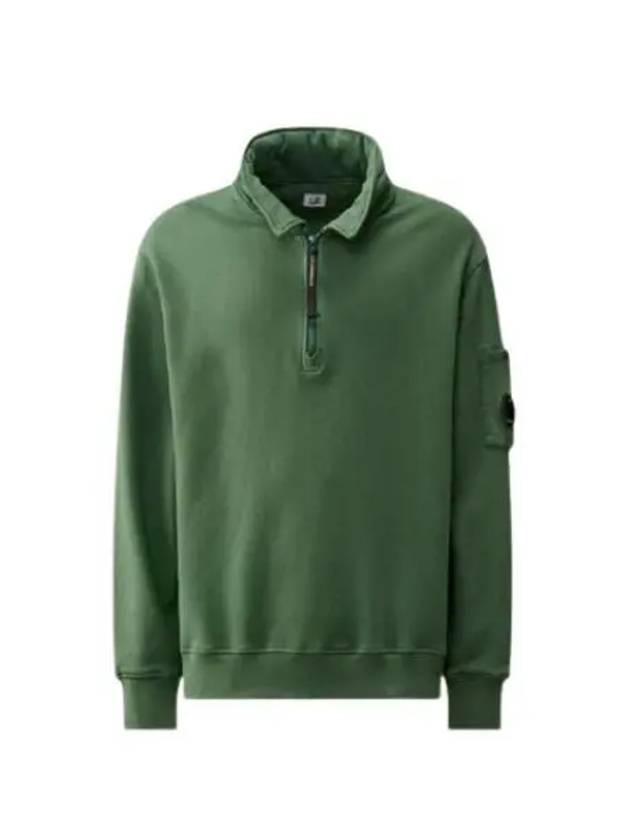 Cotton Fleece Zipped Sweatshirt Green - CP COMPANY - BALAAN 2