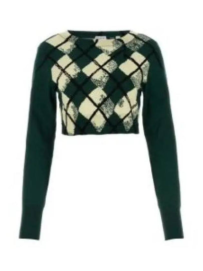 Argyle Fine Knit Cropped Knit Top Green - BURBERRY - BALAAN 2