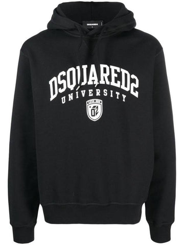 Logo Cotton Hoodie Black - DSQUARED2 - BALAAN 1