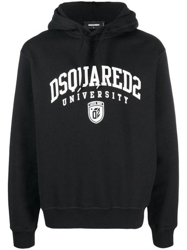 Logo Cotton Hoodie Black - DSQUARED2 - BALAAN 1