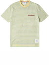 Striped Jersey Pocket Short Sleeve T-Shirt Green Yellow - THOM BROWNE - BALAAN 2