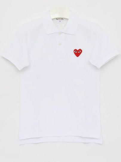 Heart Wappen Short Sleeve Polo Shirt White - COMME DES GARCONS - BALAAN 2