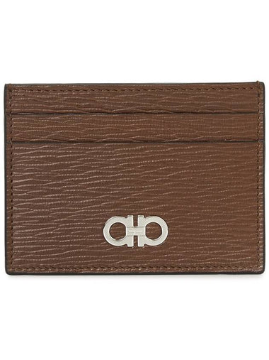 Gancini Card Wallet Brown - SALVATORE FERRAGAMO - BALAAN 1