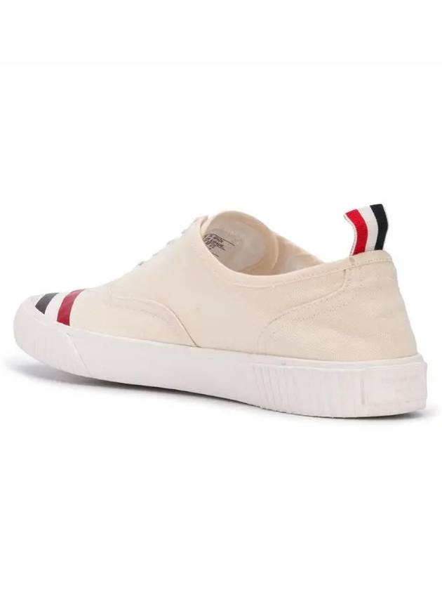 Men's Canvas Diagonal Stripe Heritage Sneakers White - THOM BROWNE - BALAAN 4