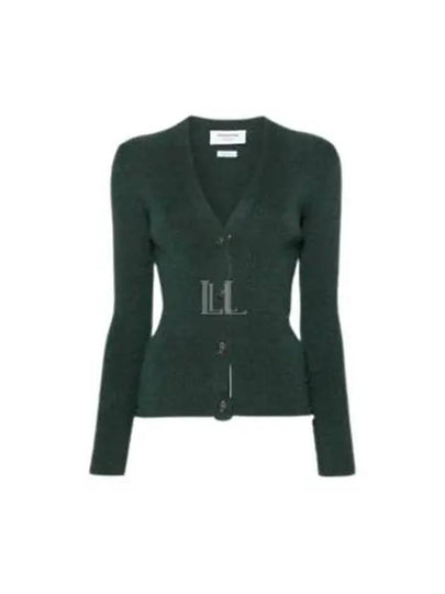 Women's V-Neck Rib Knit Cardigan Dark Green - THOM BROWNE - BALAAN 2