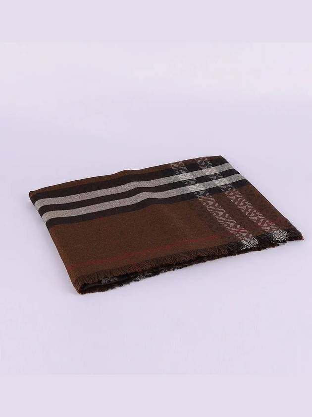 Wool Silk Monogram Check Scarf Brown - BURBERRY - BALAAN 3