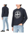 Garment Dyed Stitches Four Print Crewneck Sweatshirt Navy - STONE ISLAND - BALAAN 2