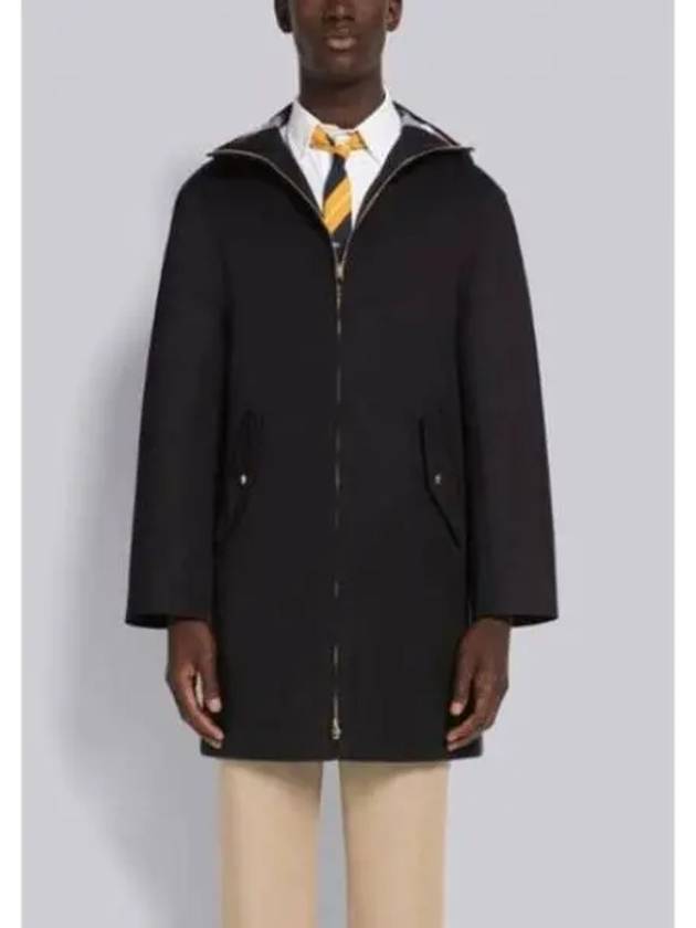 Waterproof Cotton Twill T-Dart Hooded Jacket Navy - THOM BROWNE - BALAAN 2