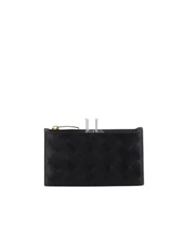 Intrecciato Slim Zipper Leather Card Wallet Black - BOTTEGA VENETA - BALAAN 2