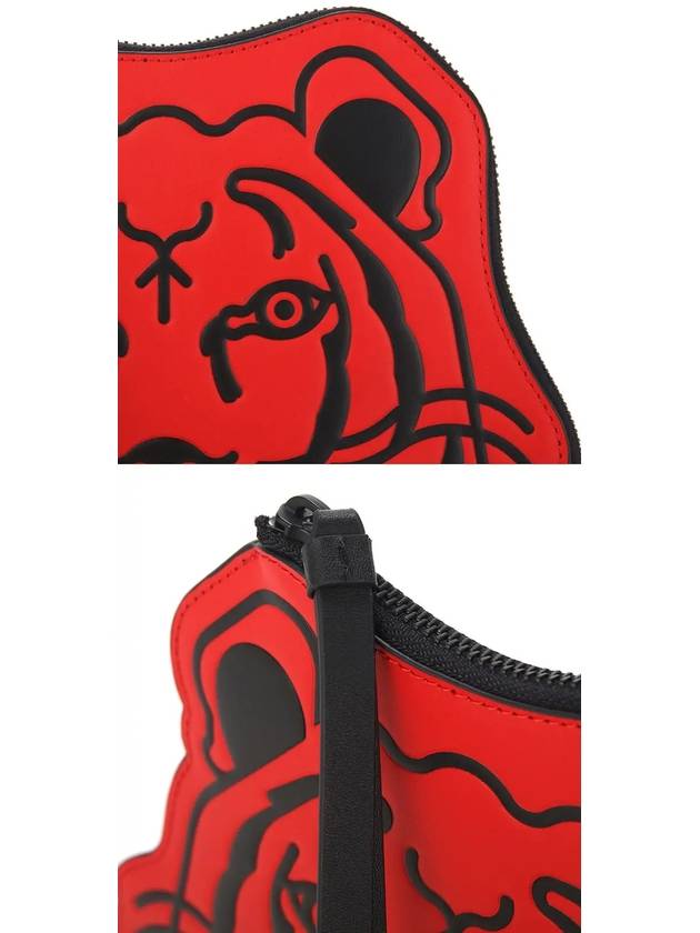 Tiger Leather Clutch Bag Red - KENZO - BALAAN.