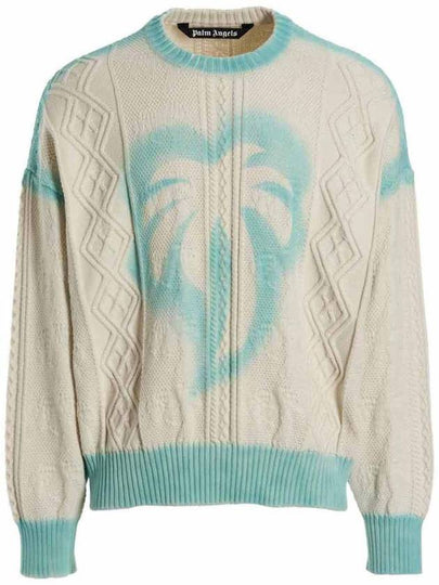 Spray Cable Knit Top Off White - PALM ANGELS - BALAAN 2