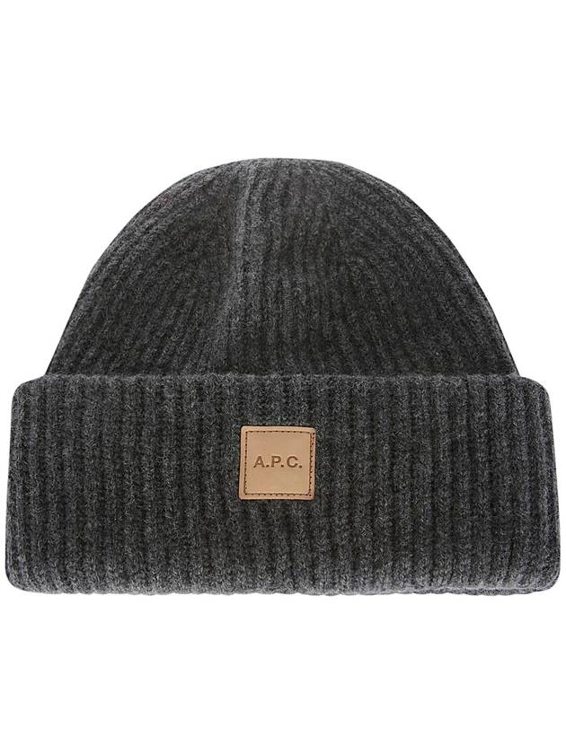 Logo Patch Wool Cashmere Beanie Charcoal Grey - A.P.C. - BALAAN 2