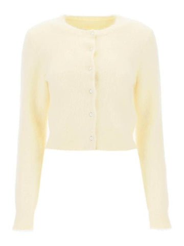 Pearl Button Back Stitch Angora Short Cardigan Light Yellow - MAISON MARGIELA - BALAAN 1