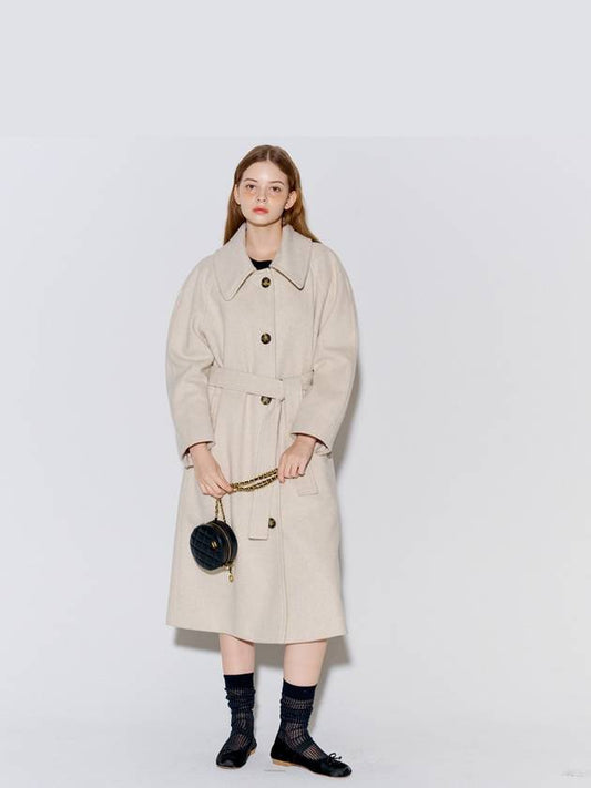 Wool Raglan Single Long Coat Oatmeal - OPENING SUNSHINE - BALAAN 2