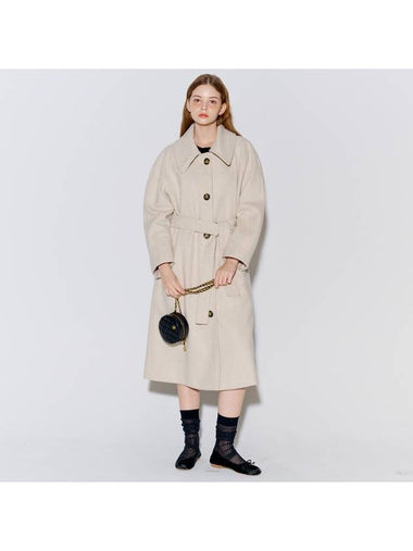 Wool Raglan Single Long Coat Oatmeal - OPENING SUNSHINE - BALAAN 1