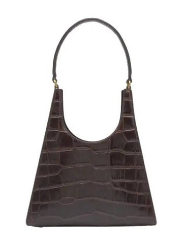 Ray Crocodile Embossed Tote Bag Brown Handbag - STAUD - BALAAN 1