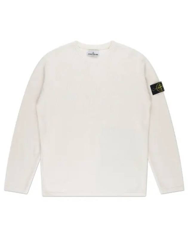 Wappen Patch Crew Neck Knit Top White - STONE ISLAND - BALAAN 2