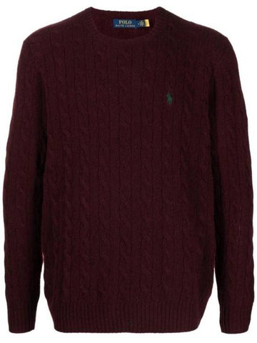 Embroid Logo Cable Knit Top Wine - POLO RALPH LAUREN - BALAAN 1