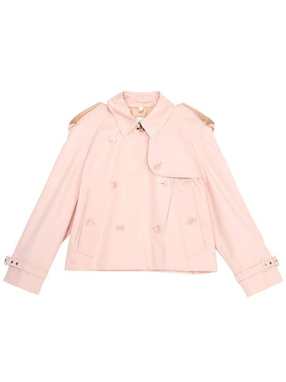 Cotton Gabardine Cropped Trench Coat Pink - BURBERRY - BALAAN 2