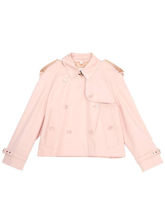 Cotton Gabardine Cropped Trench Coat Pink - BURBERRY - BALAAN 2