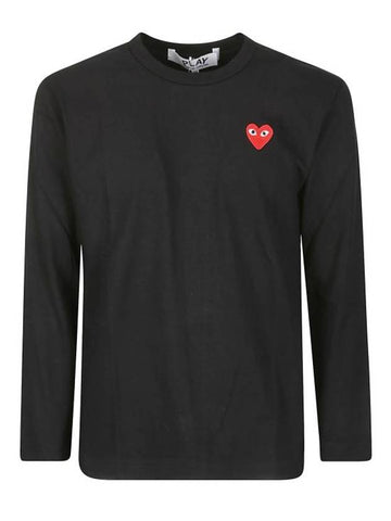 Red Heart Logo Long Sleeve T-Shirt Black - COMME DES GARCONS PLAY - BALAAN 1