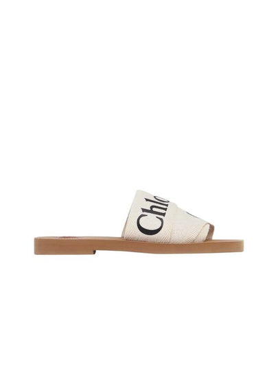 Woody Logo Flat Mule Slippers White - CHLOE - BALAAN 2